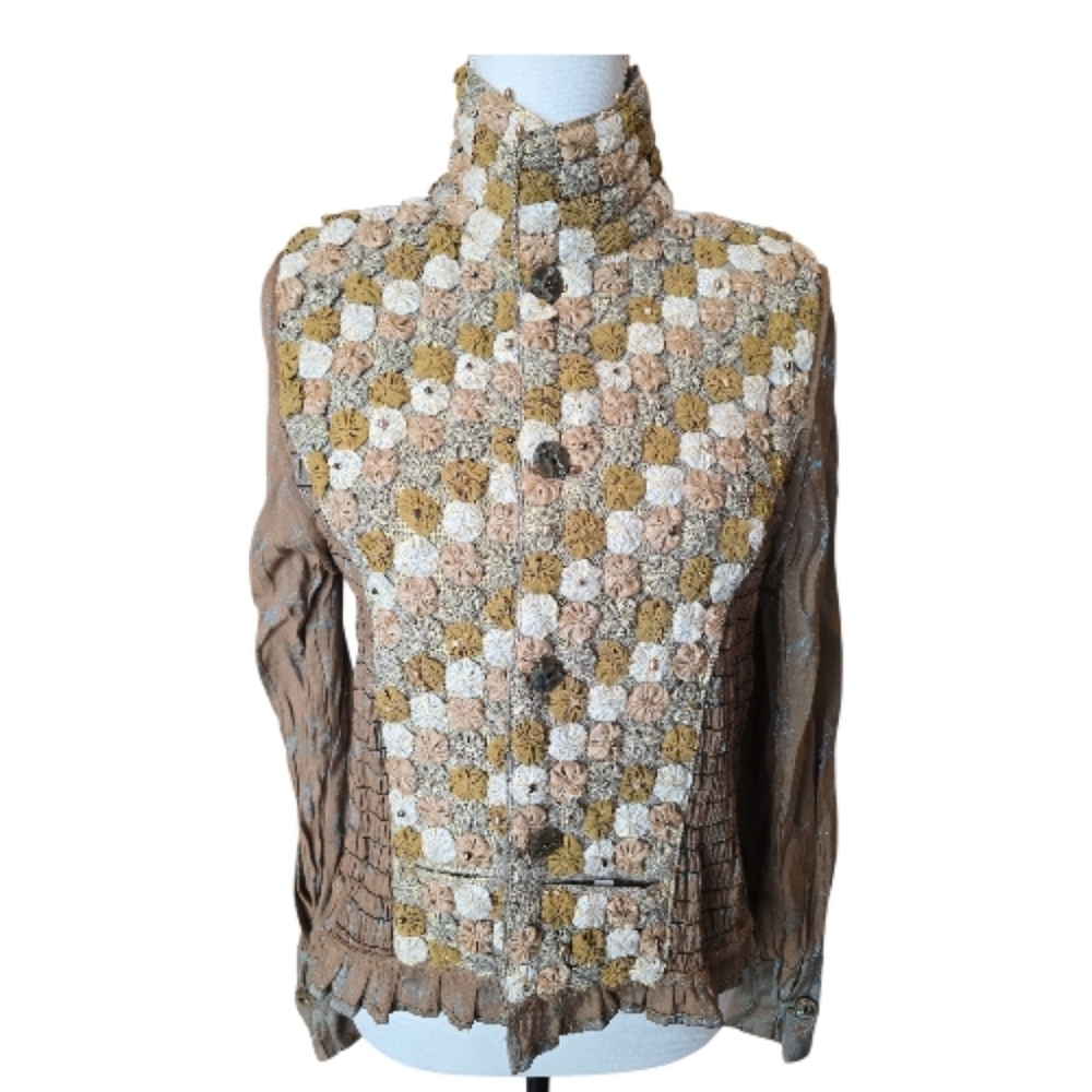 Nadya Reversible NWOT Jacket Pinwheel Design Earthtones Size XS